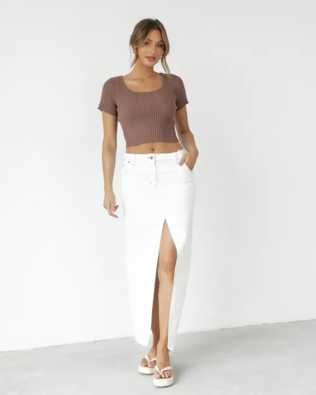 Pantano Knit Crop Top (Brown) sold by Charcoal Clothing