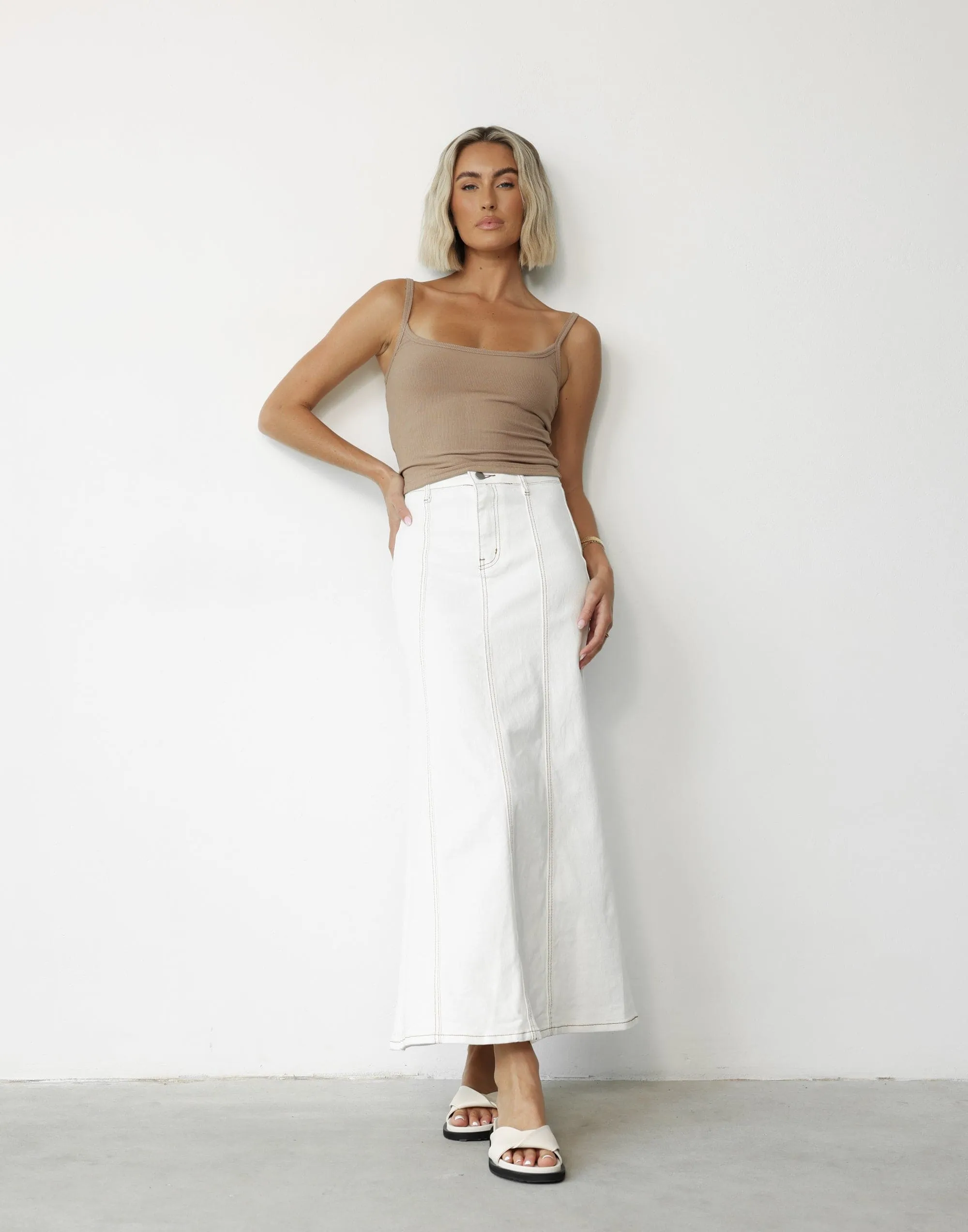 Kaylah Maxi Skirt (White) sold by Charcoal Clothing