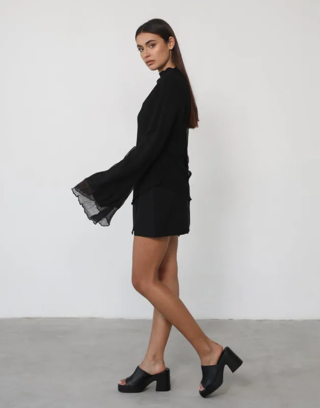 Aubrielle Long Sleeve Top (Black) sold by Charcoal Clothing