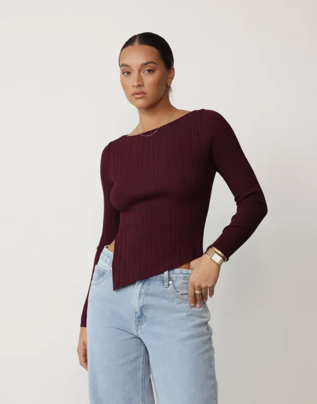 Kienna Long Sleeve Top (Plum) sold by Charcoal Clothing