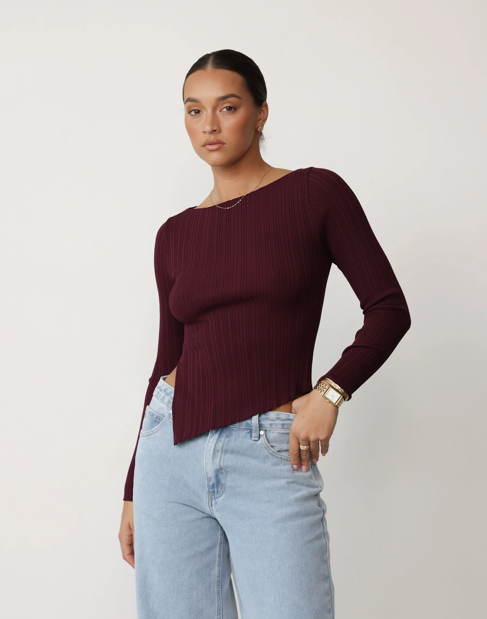 Kienna Long Sleeve Top (Plum) sold by Charcoal Clothing