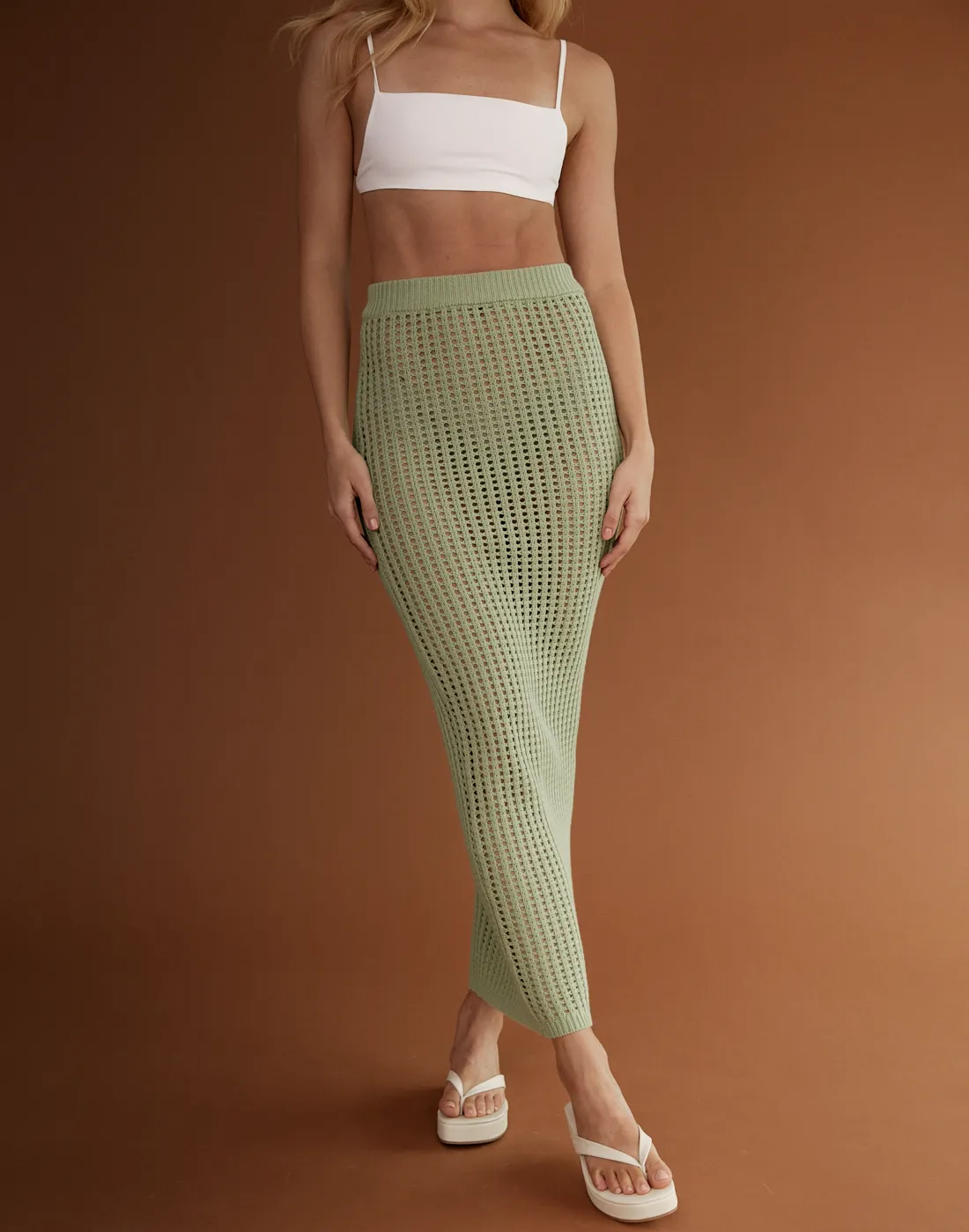 Spring Fresh Maxi Skirt (Muted Lime) sold by Charcoal Clothing product image thumbnail 2