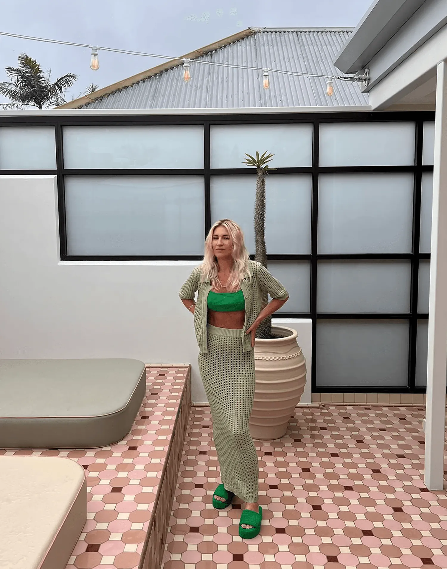 Spring Fresh Maxi Skirt (Muted Lime) sold by Charcoal Clothing