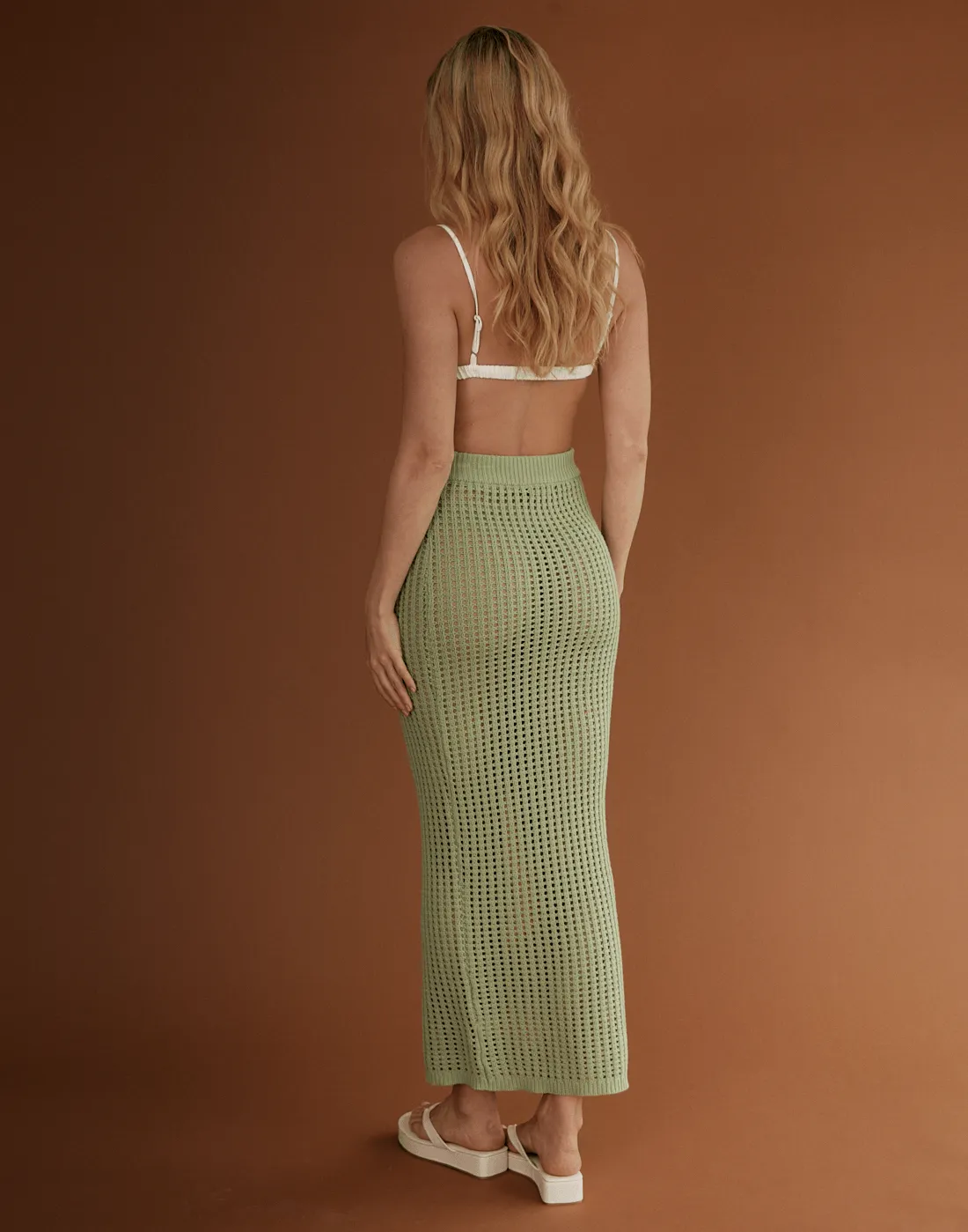 Spring Fresh Maxi Skirt (Muted Lime) sold by Charcoal Clothing product image thumbnail 4