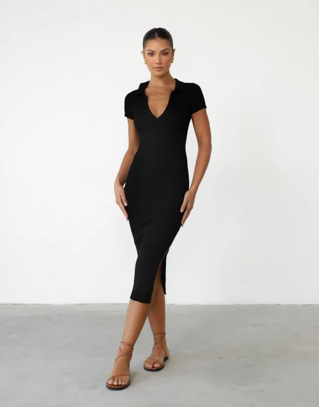 Angelika Midi Dress (Black) sold by Charcoal Clothing