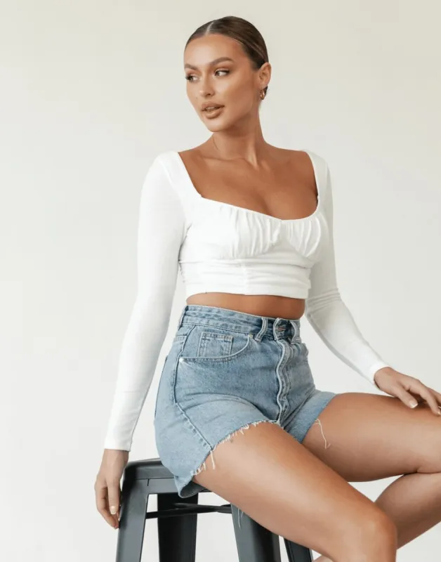 Jonny Long Sleeve Top (White) sold by Charcoal Clothing