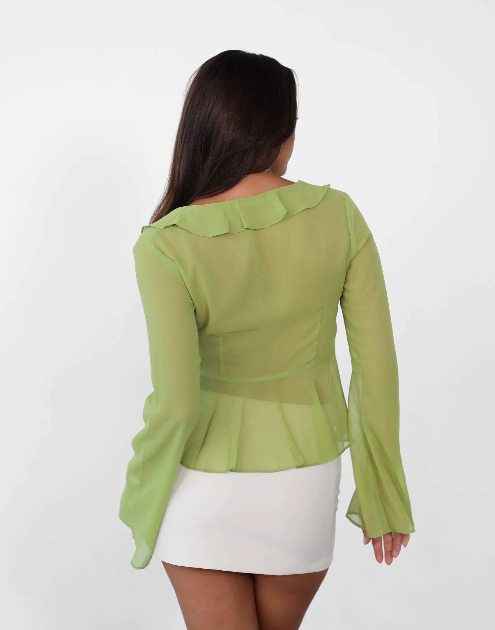 Leah Long Sleeve Top (Lime) sold by Charcoal Clothing product image thumbnail 3