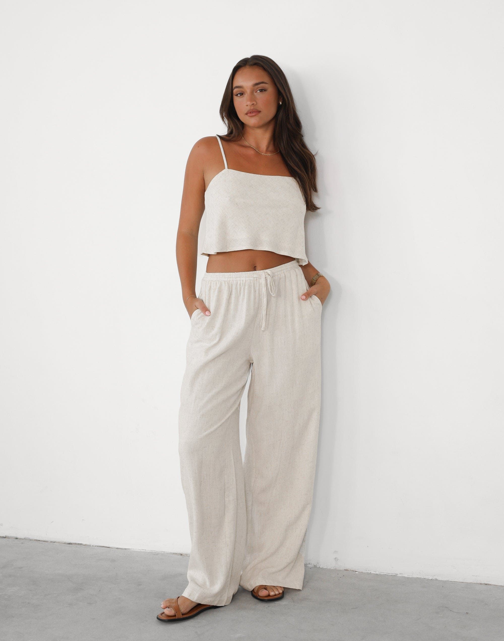 Kaye Linen Pants (Beige) sold by Charcoal Clothing