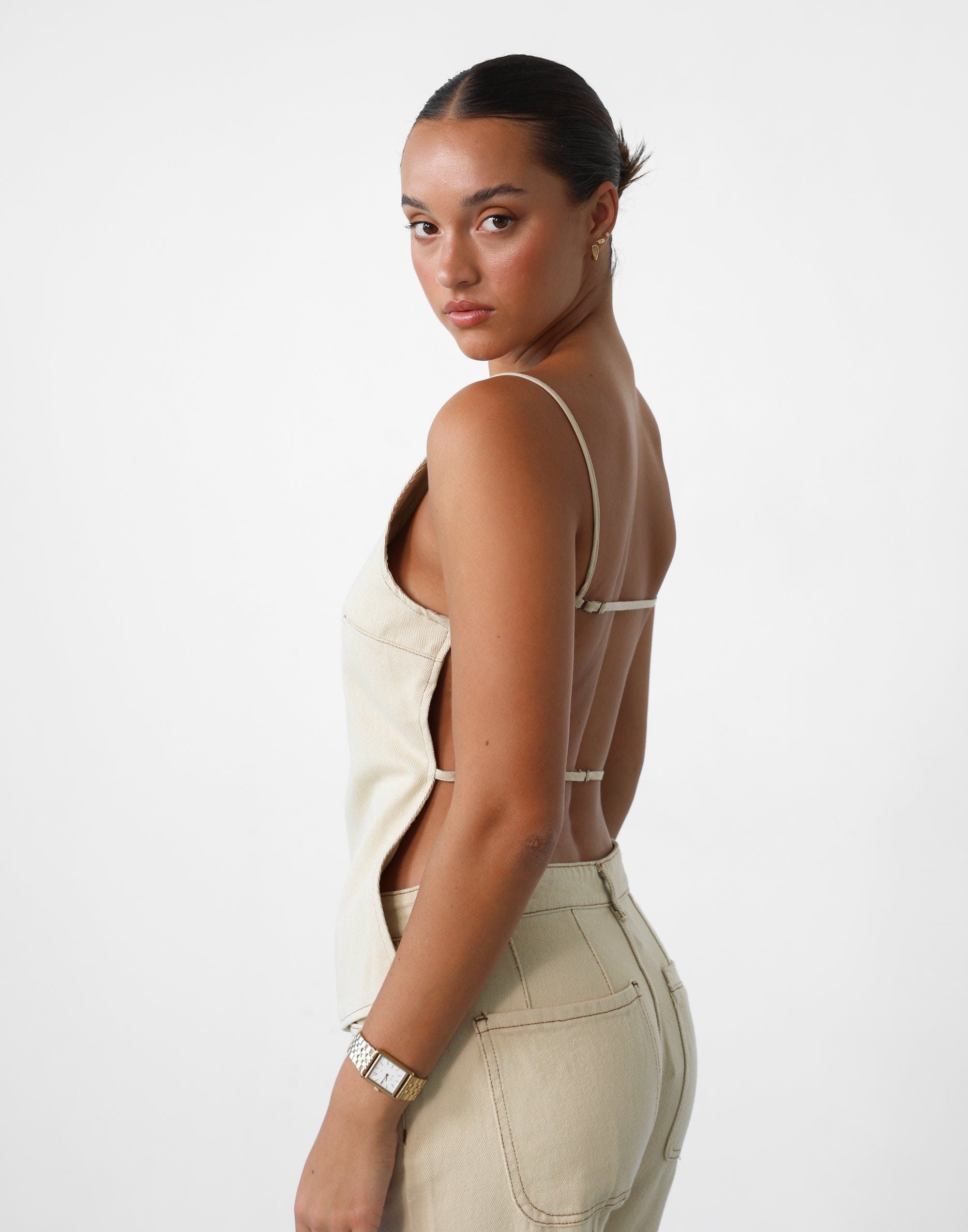 Camille Backless Top (Ecru) - By Lioness sold by Charcoal Clothing