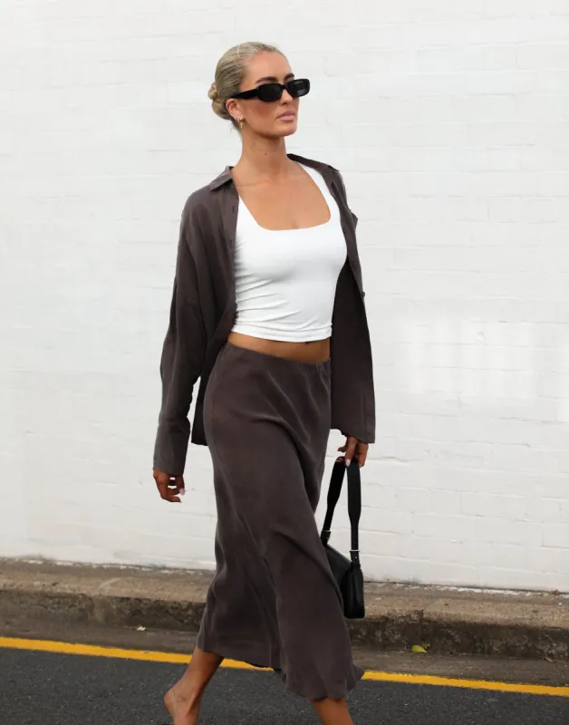 Mimi Midi Skirt (Warm Grey) sold by Charcoal Clothing