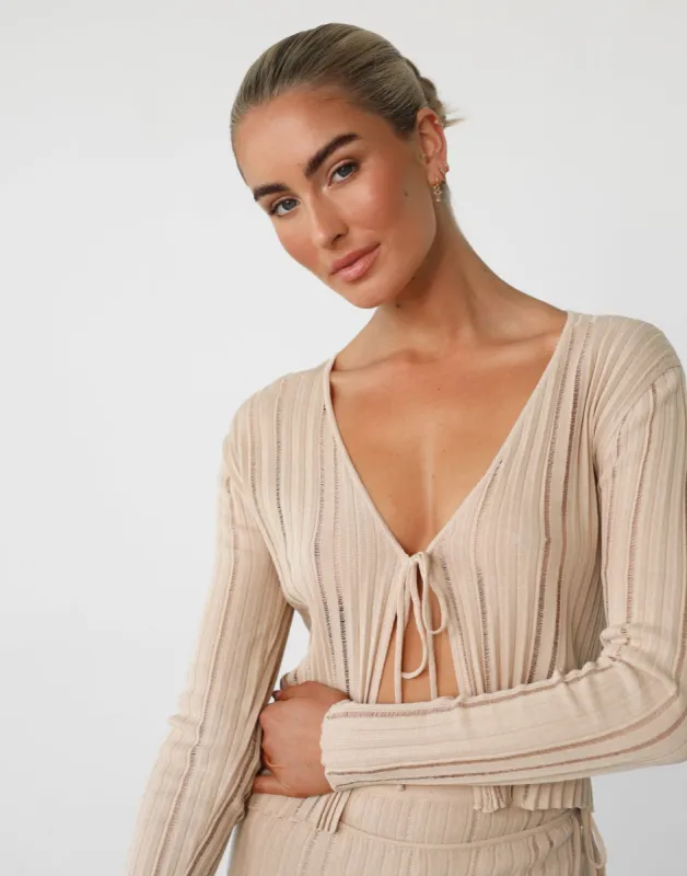 Krystelle Long Sleeve Top (Beige) sold by Charcoal Clothing