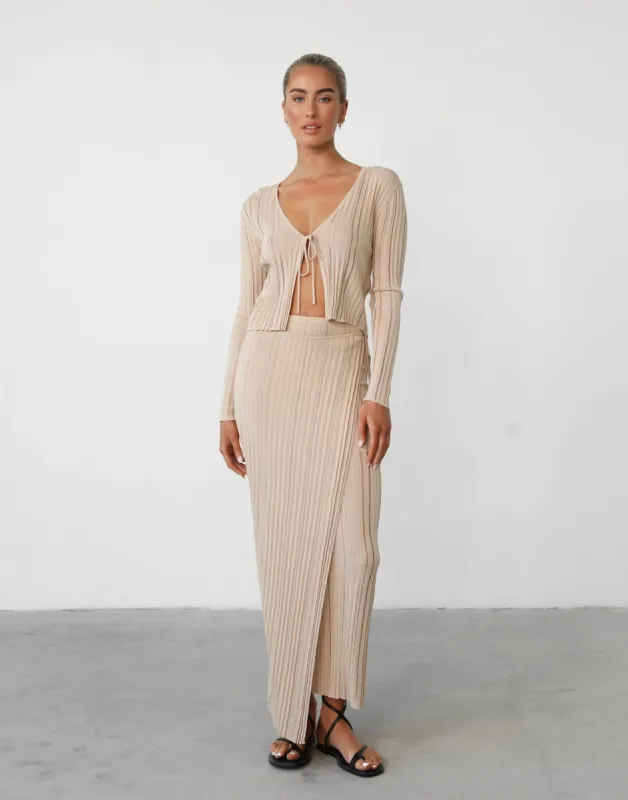 Krystelle Maxi Skirt (Beige) sold by Charcoal Clothing