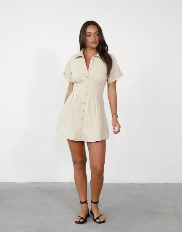 Bindi Mini Dress (Beige) sold by Charcoal Clothing