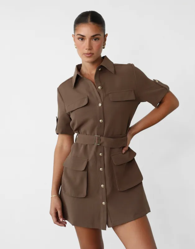 Avahni Mini Dress (Cocoa) sold by Charcoal Clothing