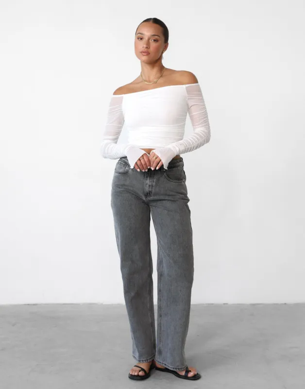 Kellie Long Sleeve Top (White) sold by Charcoal Clothing
