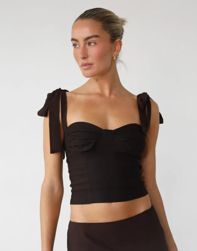 Lorene Crop Top (Cocoa) sold by Charcoal Clothing