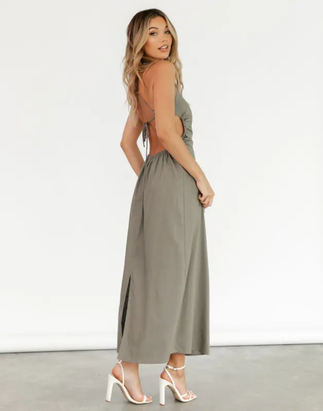 Keeping Busy Maxi Dress (Khaki) sold by Charcoal Clothing