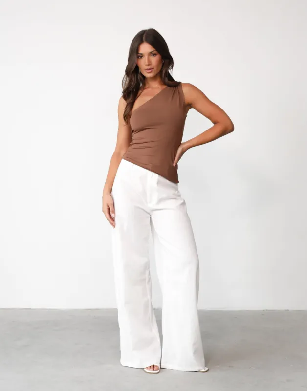 Unveiling One Shoulder Top (Chocolate) - By Lioness sold by Charcoal Clothing