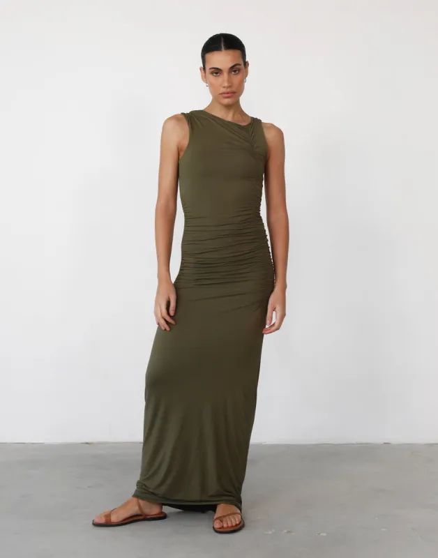 Everleigh Maxi Dress (Olive) sold by Charcoal Clothing