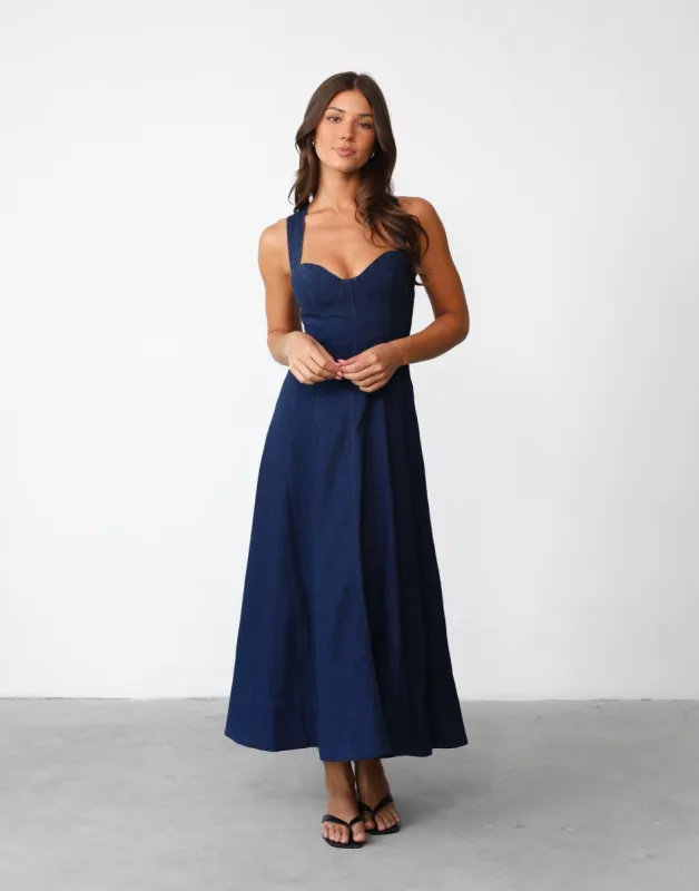 Carolina Maxi Dress (Dark Denim) sold by Charcoal Clothing