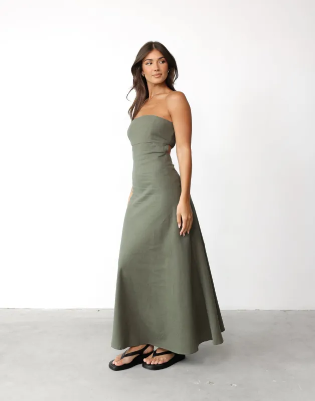 Annelise Maxi Dress (Khaki) made by Charcoal Clothing