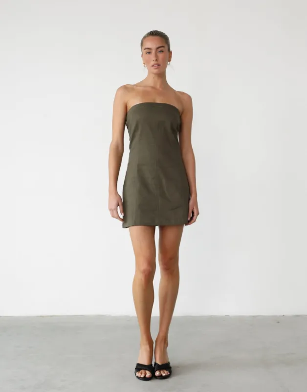 Lynden Mini Dress (Olive) sold by Charcoal Clothing