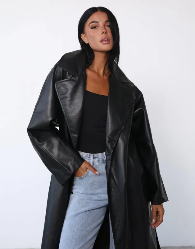 Wilana Trench Coat (Black PU) sold by Charcoal Clothing