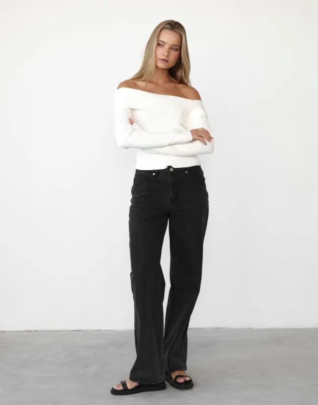 Aries Long Sleeve Knit Top (White) sold by Charcoal Clothing