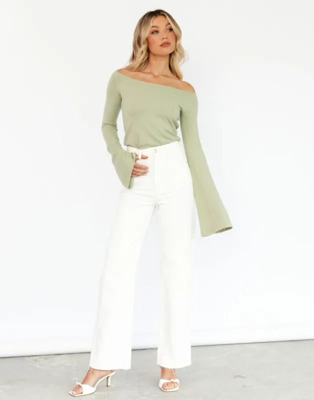 Luna Long Sleeve Knit Top (Sage) sold by Charcoal Clothing