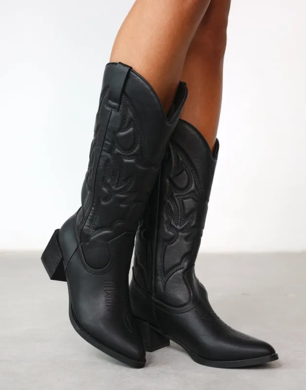 Ranger Cowboy Boot (Black) - By Therapy sold by Charcoal Clothing