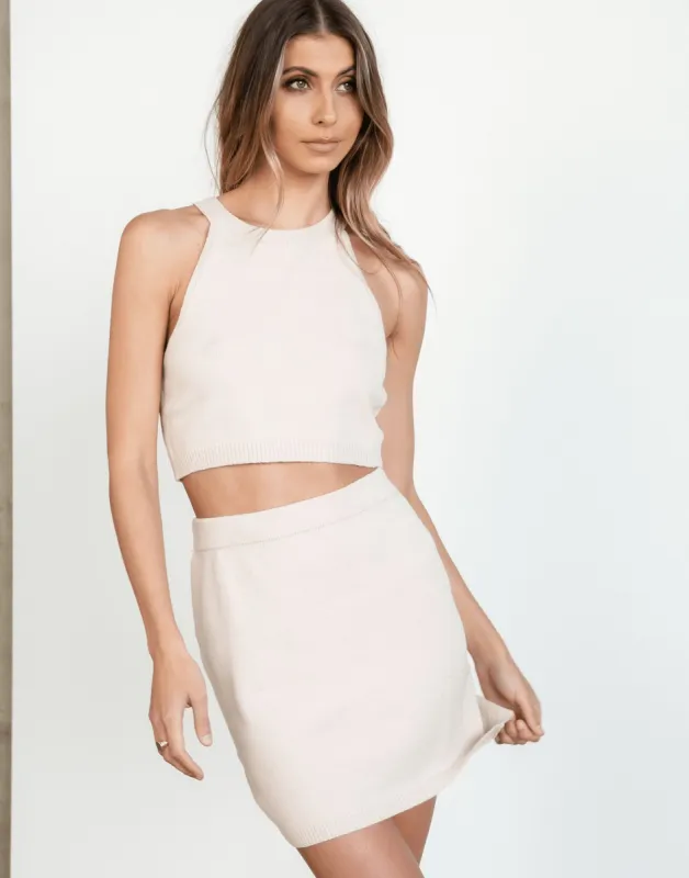 Freja Mini Skirt (Beige) sold by Charcoal Clothing