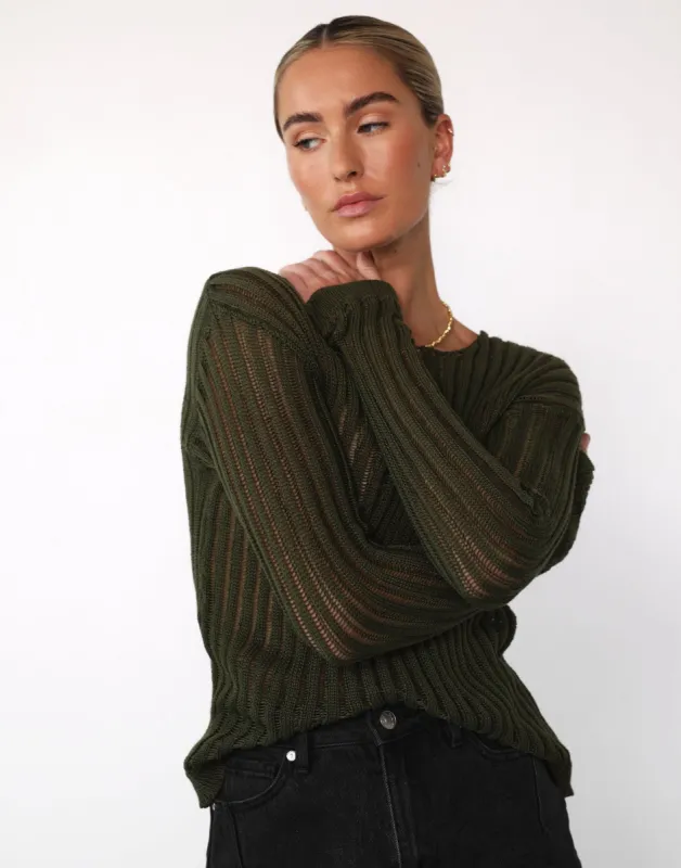 Ruby Long Sleeve Top (Moss) sold by Charcoal Clothing