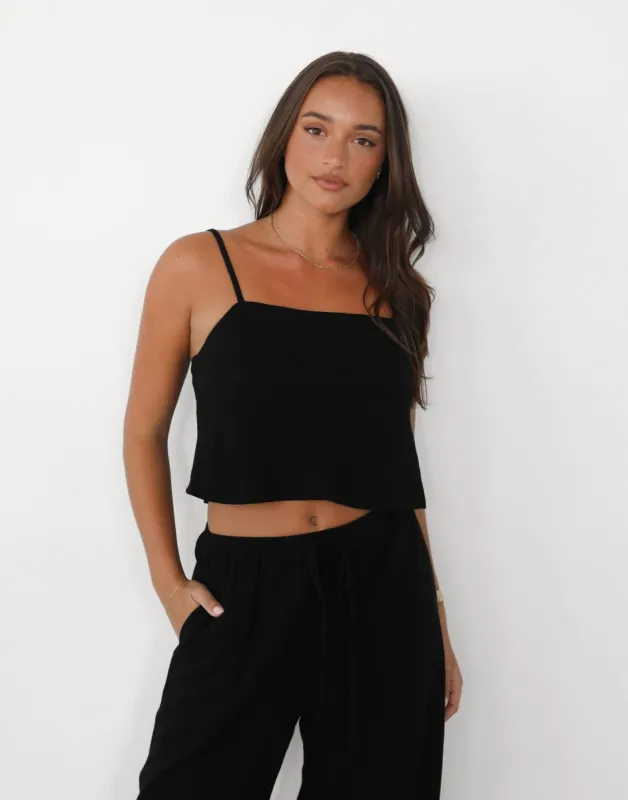 Kaye Linen Top (Black) sold by Charcoal Clothing