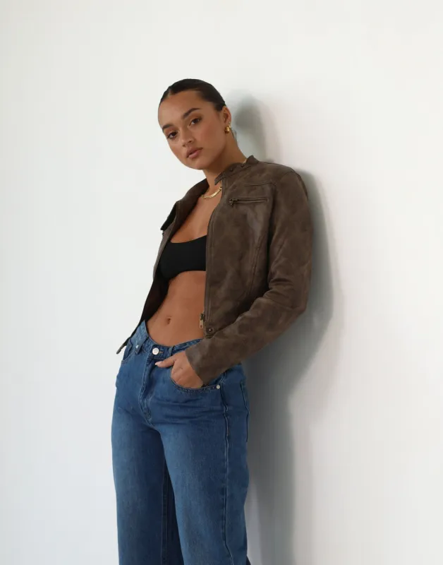 Bella Moto Jacket (Chocolate) - By Lioness sold by Charcoal Clothing