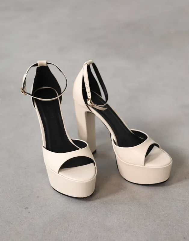 Urina Platform Heel (Bone) - By Billini sold by Charcoal Clothing