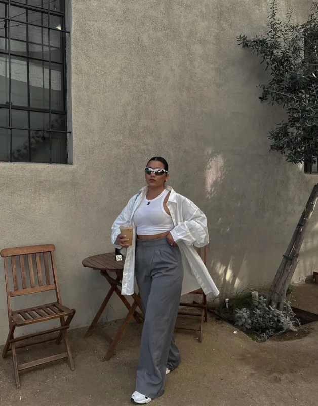 New Girl Pants (Grey Pinstripe) sold by Charcoal Clothing