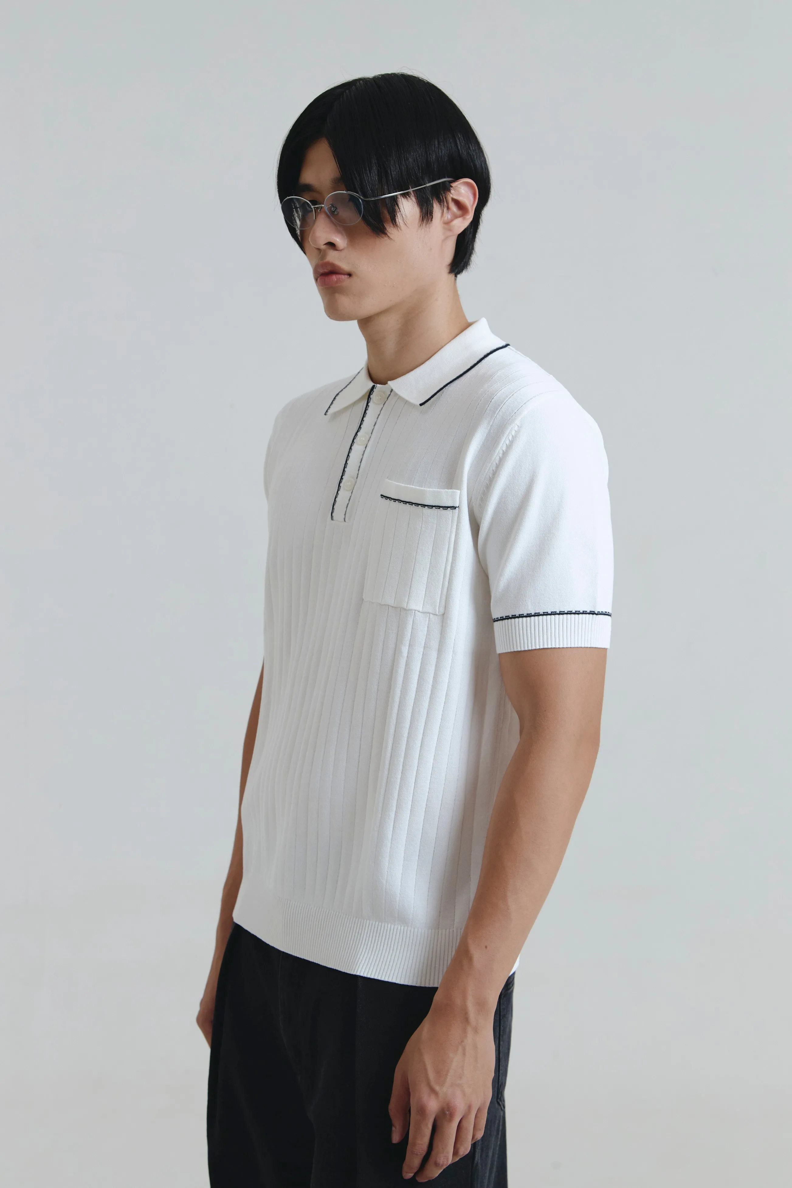 BAYONNE POLO SHIRT WHITE sold by Callie Cotton product image thumbnail 3