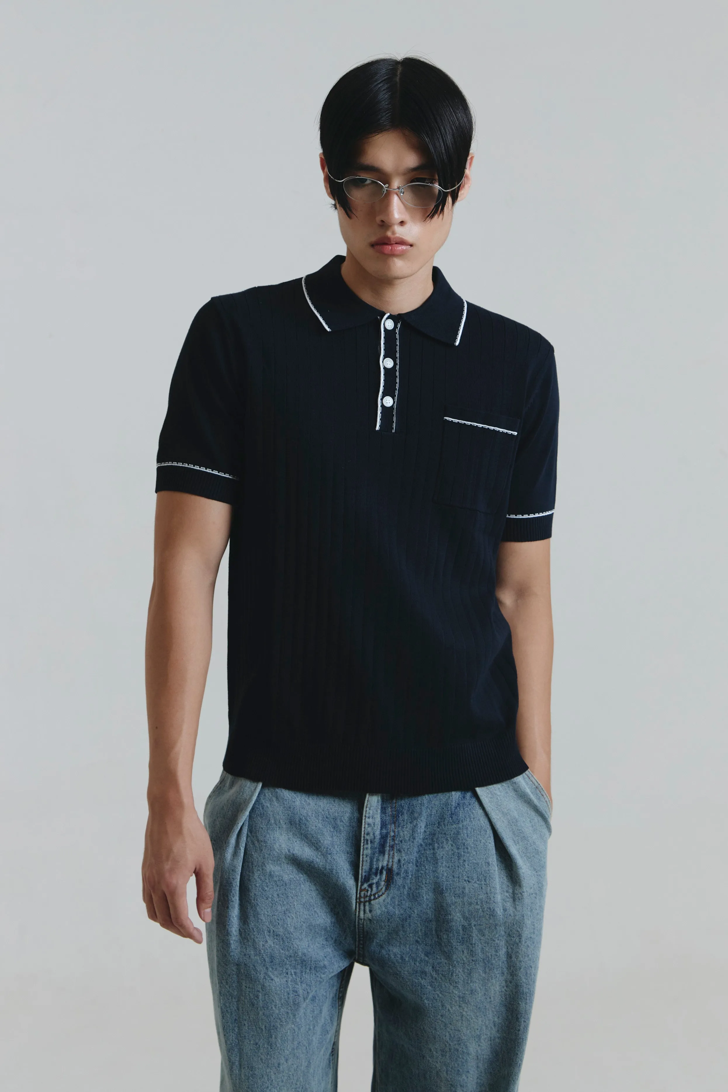 BAYONNE POLO SHIRT NAVY sold by Callie Cotton product image thumbnail 3