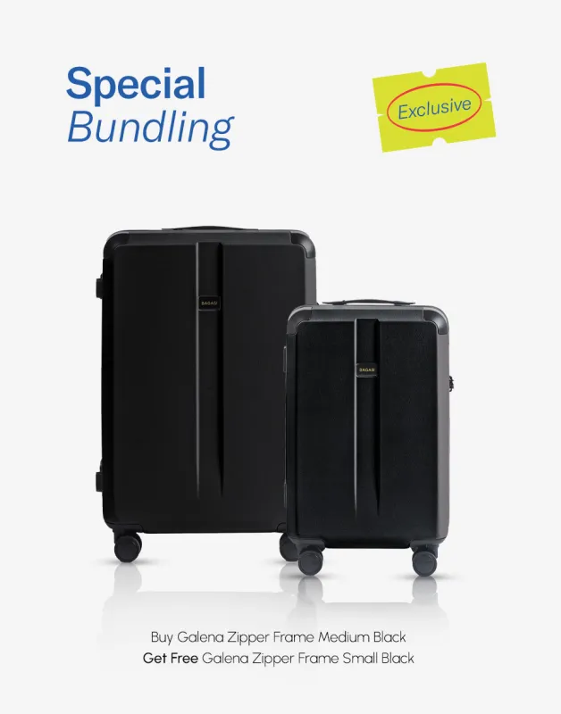 [SPECIAL OFFER] Bagasi Galena Zipper Frame Medium Black get Free Bagasi Galena Zipper Frame Small Black made by Bagasi Destinasi