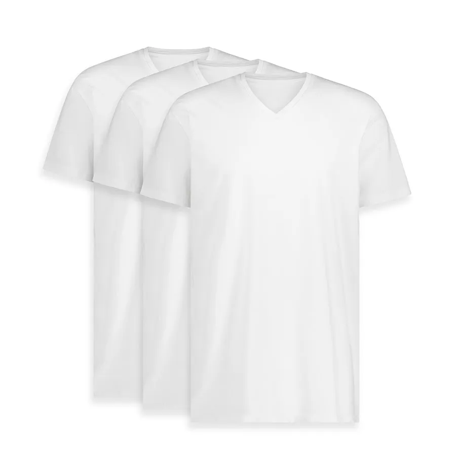 Duke's V Neck Bamboo White 3 Pack - Slim Fit sold by LebasQ product image thumbnail 2