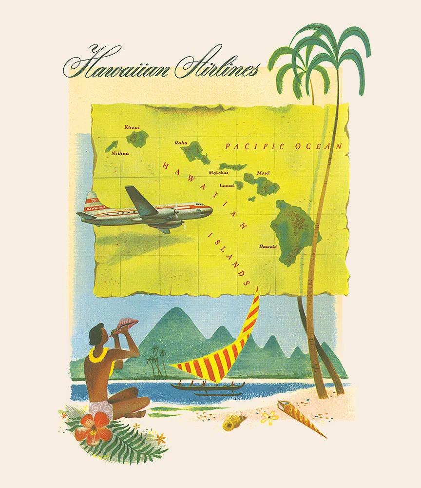 Hawaiian Airlines Vintage Map T-Shirt sold by Malibu Shirts product image thumbnail 2