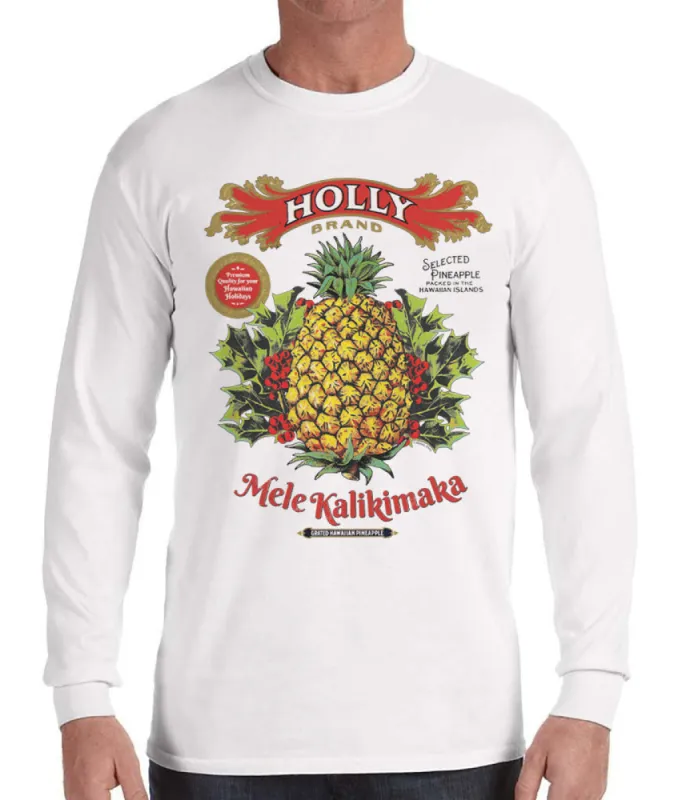 Holly Brand Mele Kalikimaka Pineapple Long Sleeve T-Shirt made by Malibu Shirts