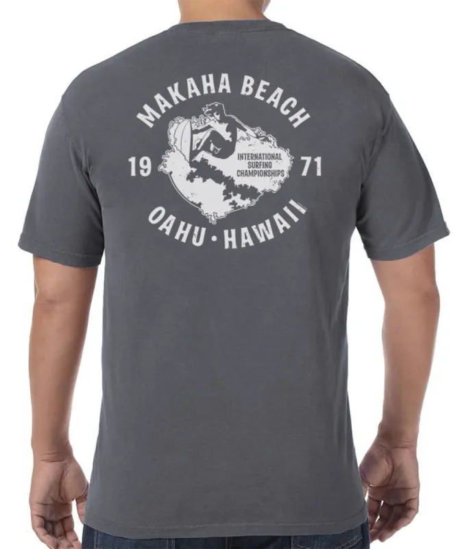 Makaha Beach 1971 Surfing Championships Men's T-Shirt sold by Malibu Shirts