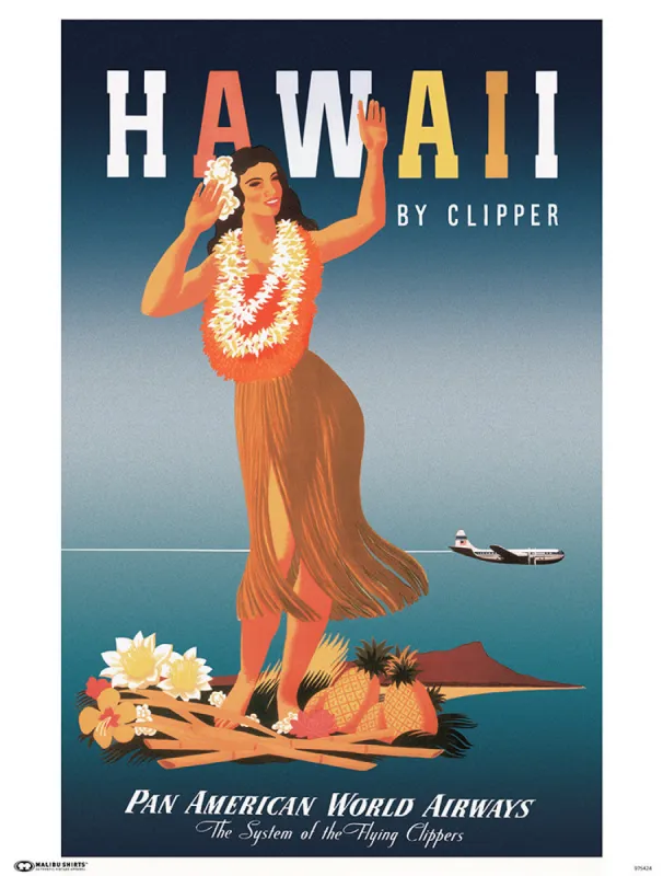 Pan Am Hawaii Hula Poster sold by Malibu Shirts