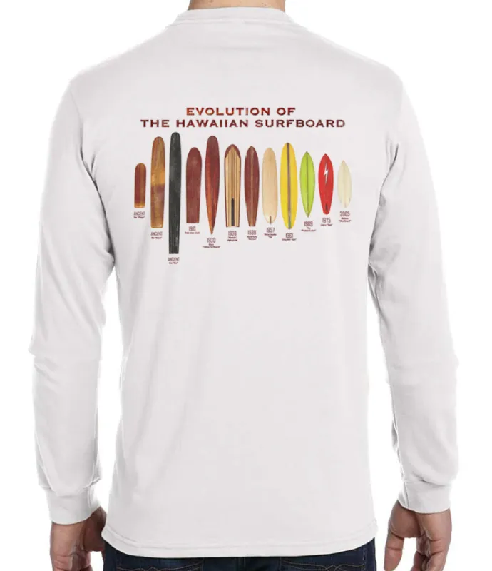 Men's Evolution of the Surfboard Long Sleeve T-Shirt sold by Malibu Shirts