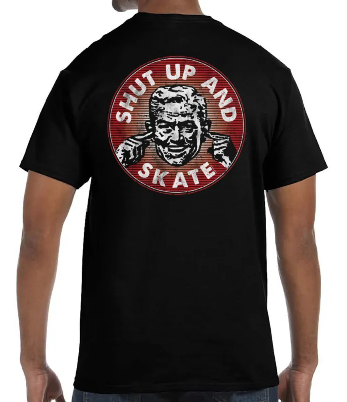 Shut up and Skate Black T-Shirt sold by Malibu Shirts
