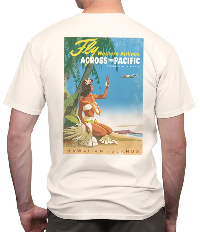 Fly Western Airlines Across the Pacific Retro T-Shirt sold by Malibu Shirts
