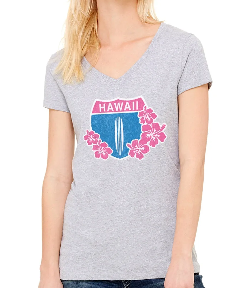 Hawaii Highway 1 Women's V Neck sold by Malibu Shirts