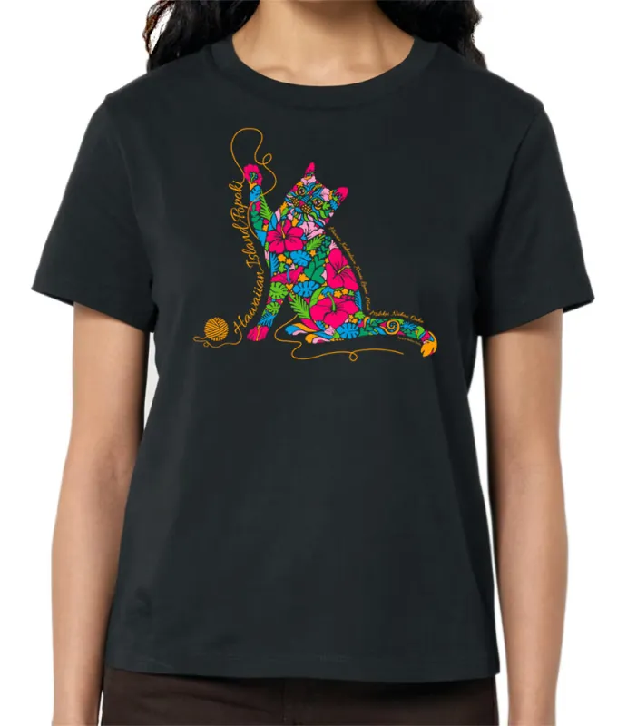 HI Flower Cat Yarn Women's T-Shirt sold by Malibu Shirts