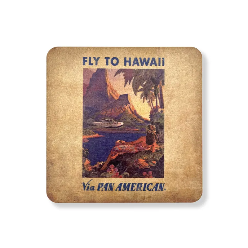 Hawaii via Pan Am Wooden Coaster sold by Malibu Shirts